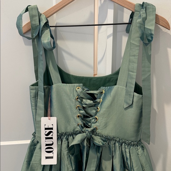 Louise New York Marie Dress Sage Green NWT Medium $489 **see notes - Picture 7 of 15